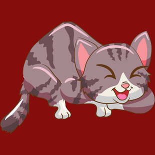 趴着笑的条纹猫咪