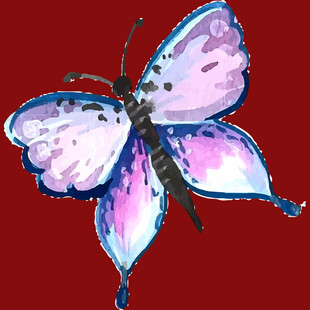 水彩绘梦幻粉紫蝴蝶