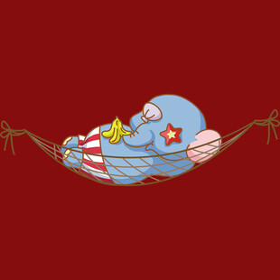 卡通角色惬意躺吊床