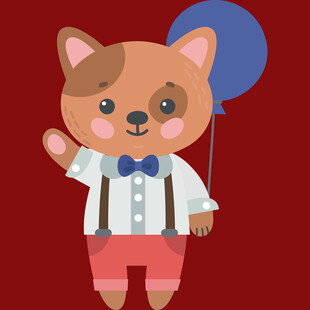 穿背带裤的可爱气球小狗