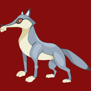 站立的蓝灰色卡通狼形象