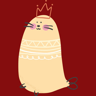 戴皇冠的可爱猫咪插画