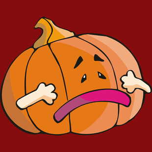 悲伤表情的卡通南瓜