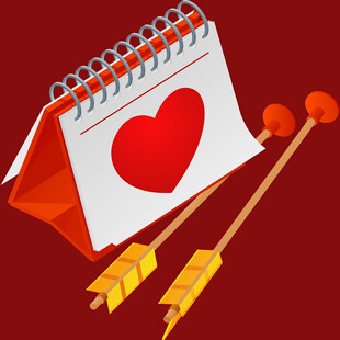 爱心日历与丘比特之箭