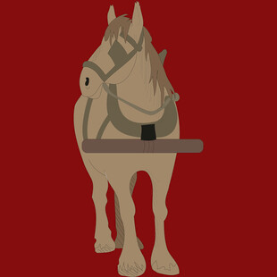 卡通风格的驮物马匹形象