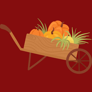 木推车上的丰收南瓜