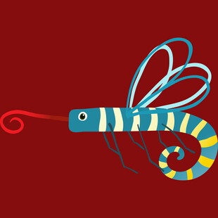 彩色条纹昆虫插画图案