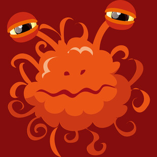 可爱橙色多眼小怪物
