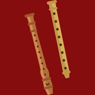 两支复古风格长笛展示