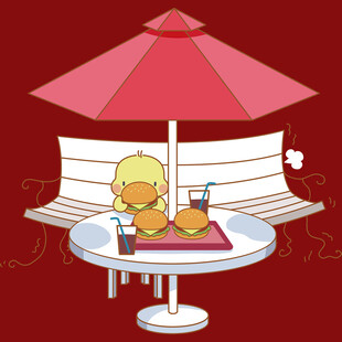 遮阳伞下的惬意休闲时光