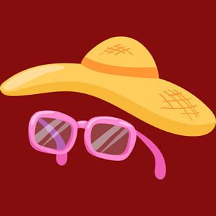 遮阳帽与粉色墨镜