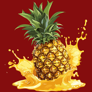 菠萝果汁飞溅的诱人瞬间
