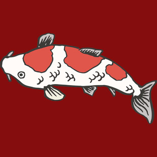 红色背景上的花纹锦鲤