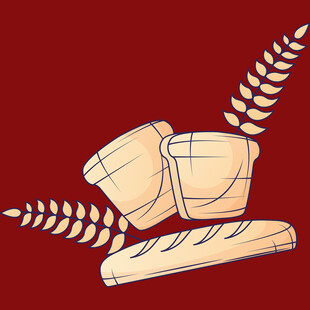 美味面包与麦穗插画