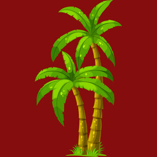 两棵翠绿棕榈树