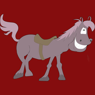 卡通灰马面带微笑