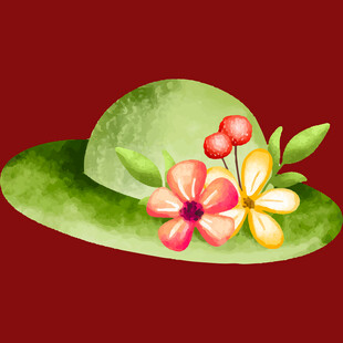 绿色花朵装饰女士遮阳帽