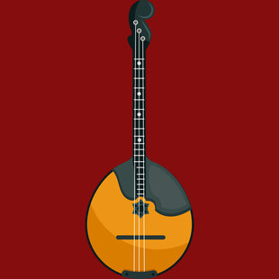 复古风格班卓琴插画