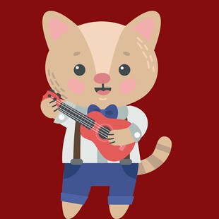 弹吉他的可爱猫咪