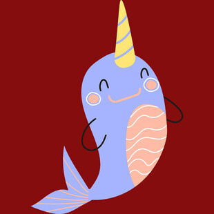 可爱独角鲸鱼卡通形象