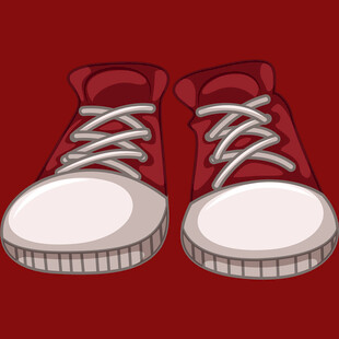 红色系带帆布鞋