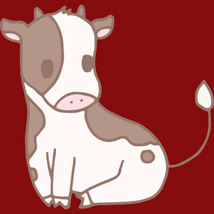 坐着的可爱卡通小牛
