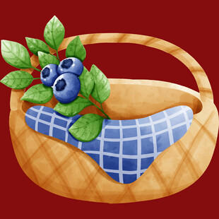 篮子里的蓝莓与绿叶