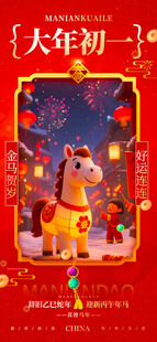 大年初一喜庆节日氛围图