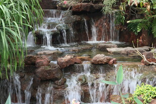 庭院中的潺潺流水景观