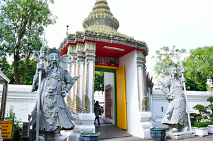 泰国寺庙入口处的精美雕像