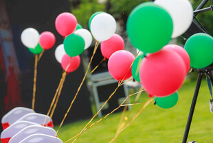 多彩气球装点户外场景