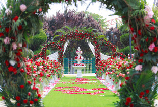 浪漫户外花卉婚礼场地