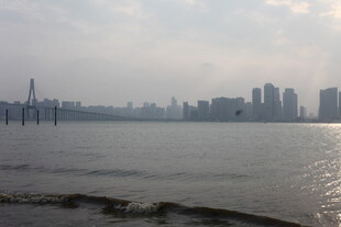 湛江江边城市天际线景观