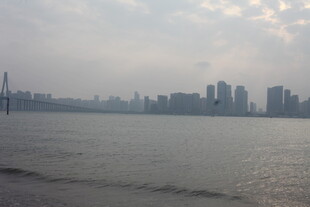 湛江江边城市天际线景观