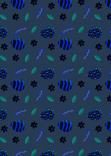 深蓝色花卉图案背景纹理