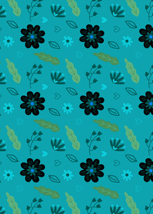 蓝底花卉几何图案纹理