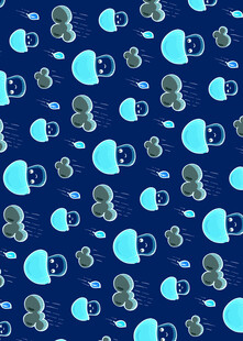 蓝色卡通图案无缝背景图