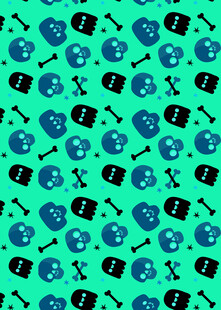 蓝绿骷髅图案背景纹理