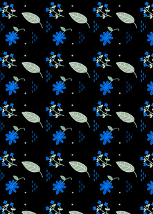 蓝色花卉图案布料纹理