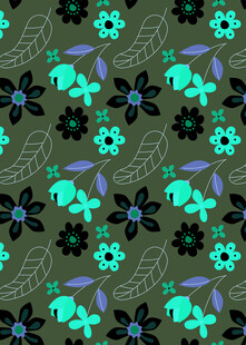 花卉绿叶图案背景纹理