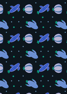 太空飞船与行星图案背景
