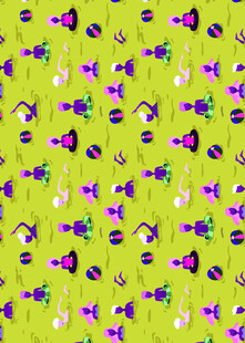 黄绿底多彩蝴蝶图案背景