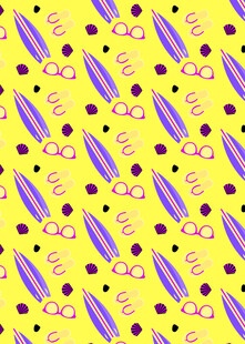 黄色背景彩色图案无缝纹理