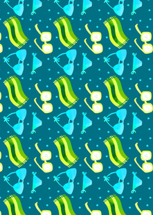 蓝底几何图案无缝背景图