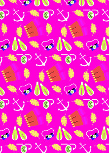 粉色底多彩卡通图案背景