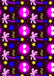 多彩花卉星星图案背景