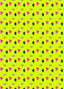 黄绿底色粉色点缀图案