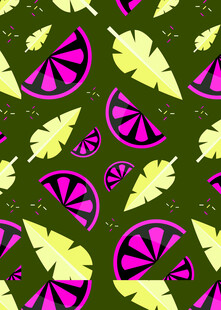 多彩柠檬切片图案背景