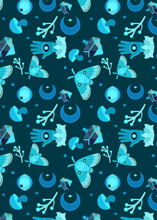 蓝色太空元素无缝图案