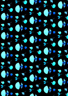 蓝绿圆点黑色背景图案